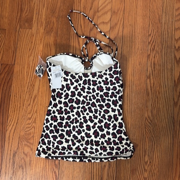 Michael Kors Ruby Leopard Printed Ring Bandini Tanikini Swimsuit Top size M NWT - Picture 4 of 8